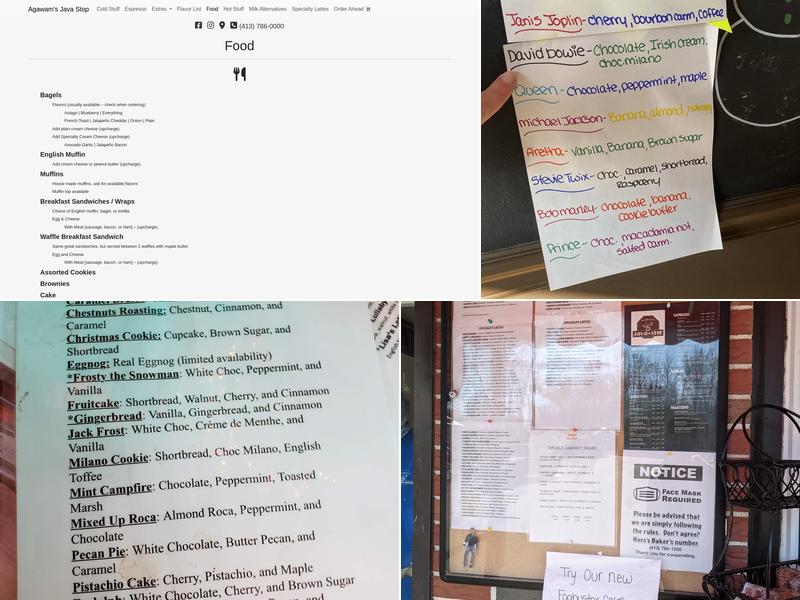 Agawam's Java Stop Menu