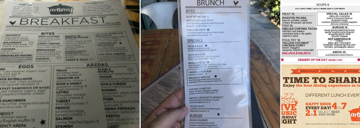 Artisan Kitchen & Bar Menu