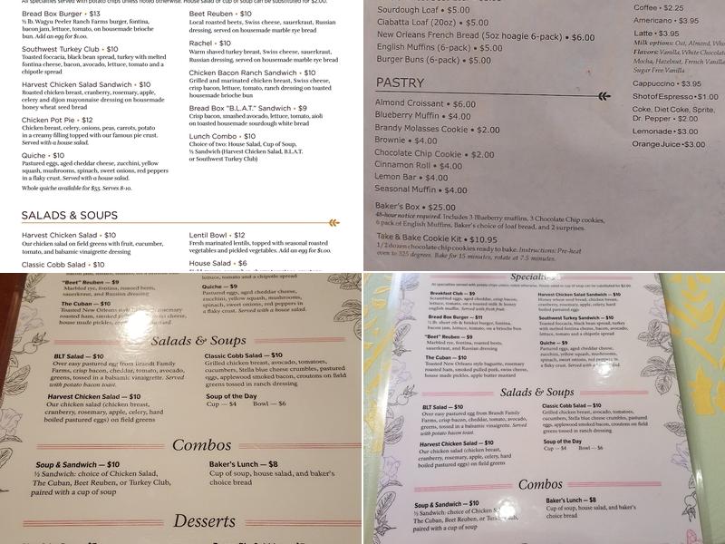 The Bread Box Menu