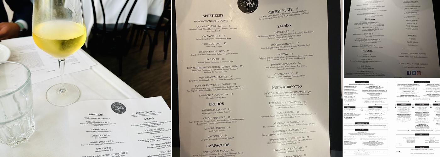 Costa Med Bistro+Wine Menu