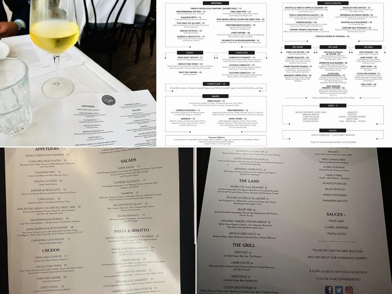 Costa Med Bistro+Wine Menu