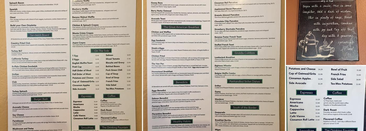 Le Peep Menu
