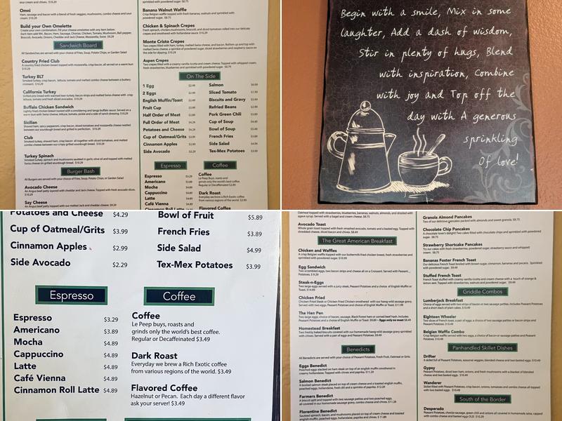 Le Peep Menu