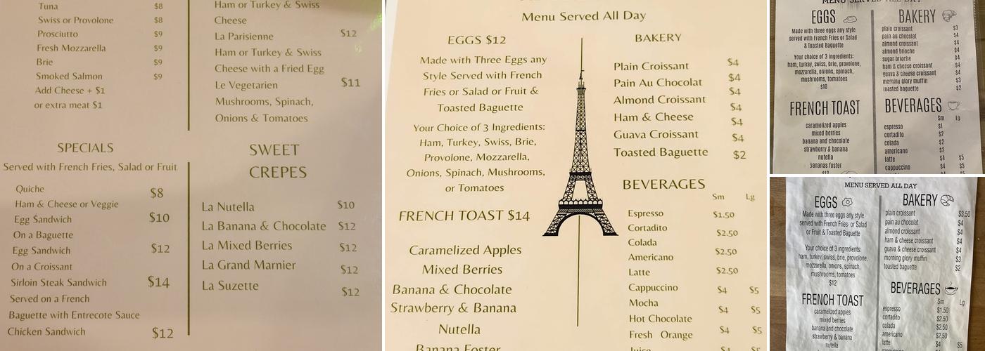 Cafe Croissant Menu