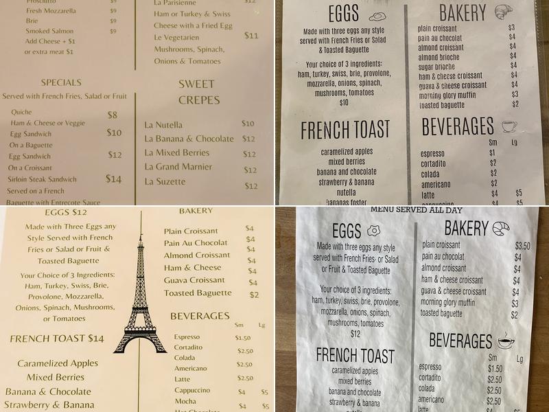 Cafe Croissant Menu