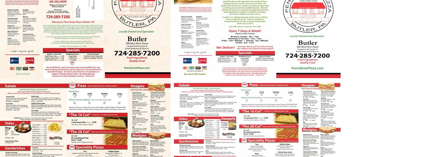 Penn Street Pizza Menu