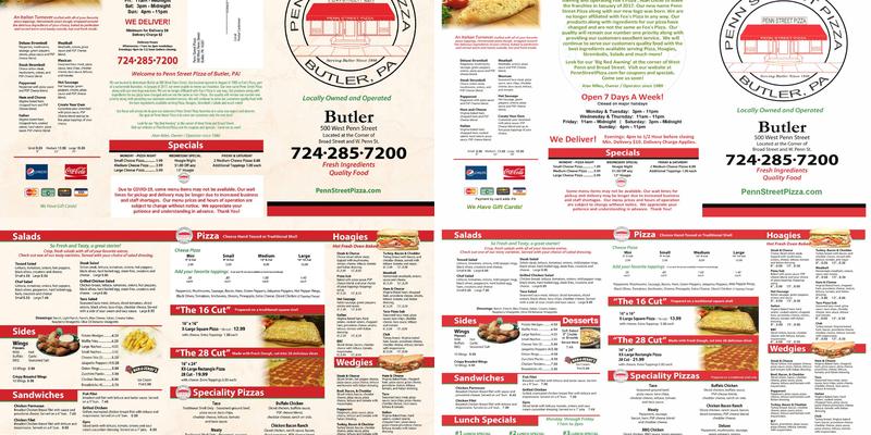 Penn Street Pizza Menu