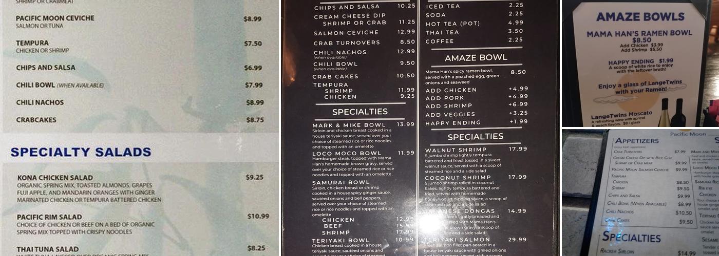 Pacific Moon Menu