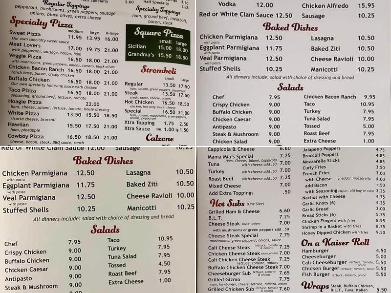 Mamma Mia's Menu