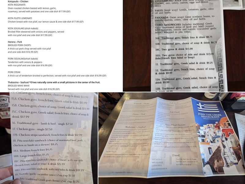 John The Greek Restaurant Menu