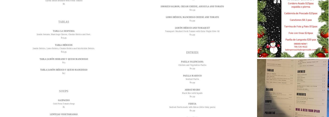 La Despensa Key Biscayne Menu