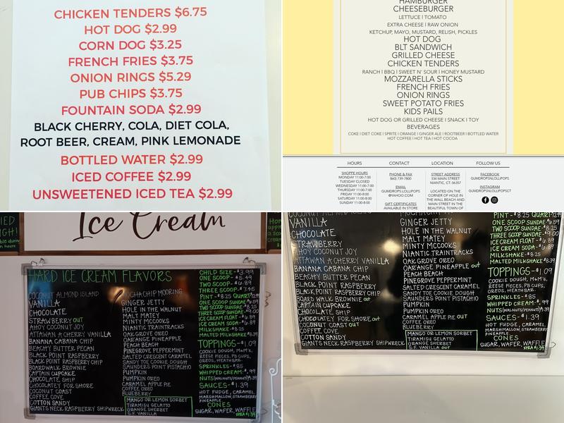 Gumdrops & Lollipops Candy & Ice Cream Menu