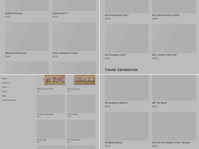 Subway Menu