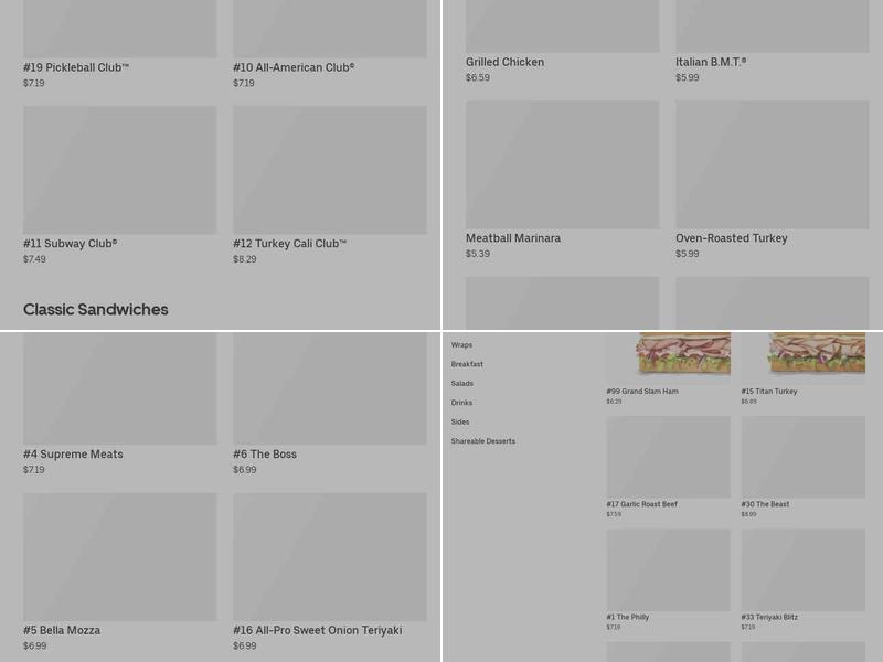 Subway Menu