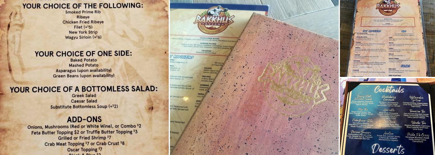 Bakkhus Taverna Menu