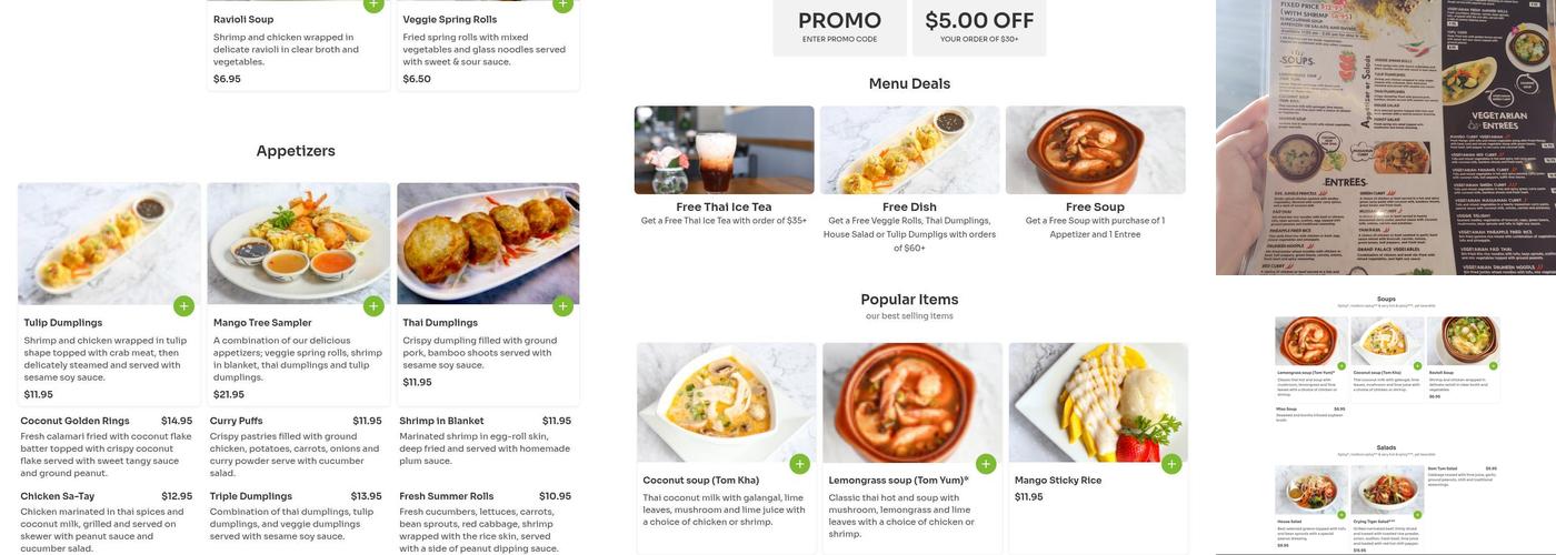 Mango Tree Bistro Menu