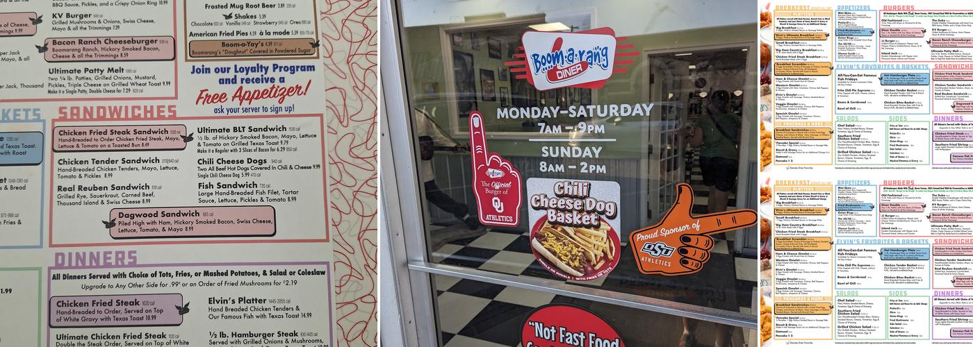 Boomarang Diner Menu