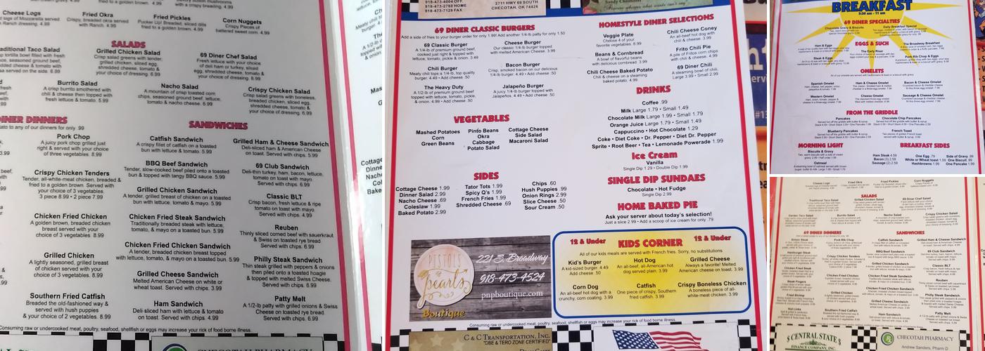 69 Diner Menu