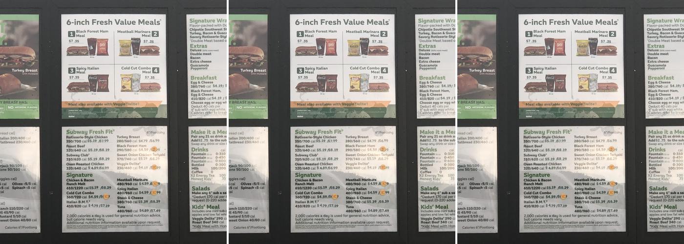 Subway Menu