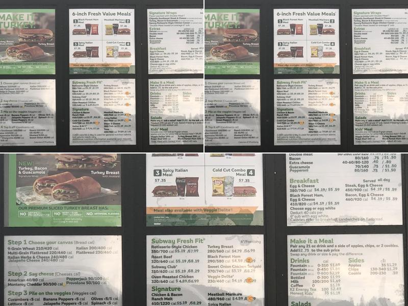 Subway Menu