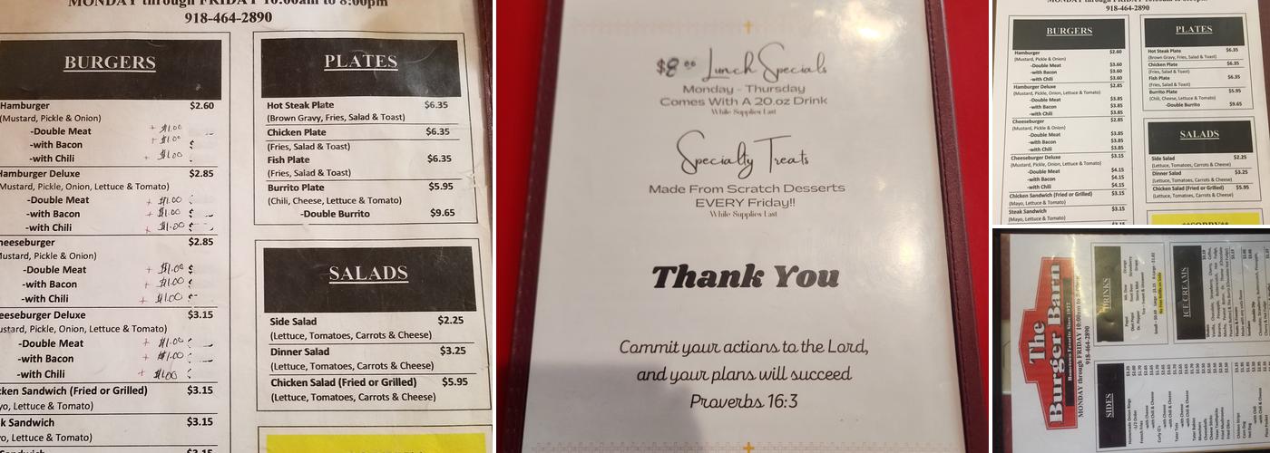 Burger Barn Menu