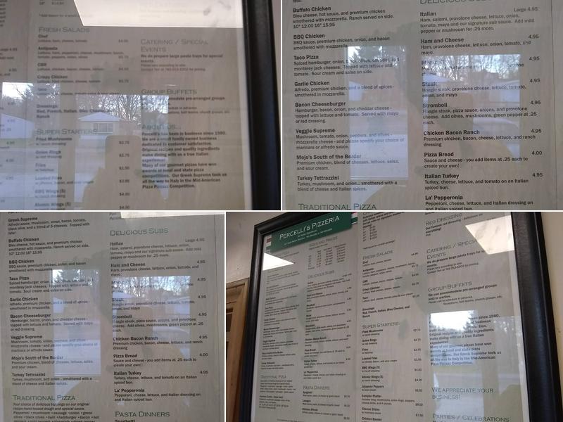 Percelli's Pizza Menu