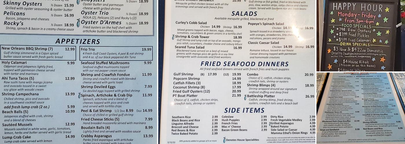Tookie's Seafood Menu