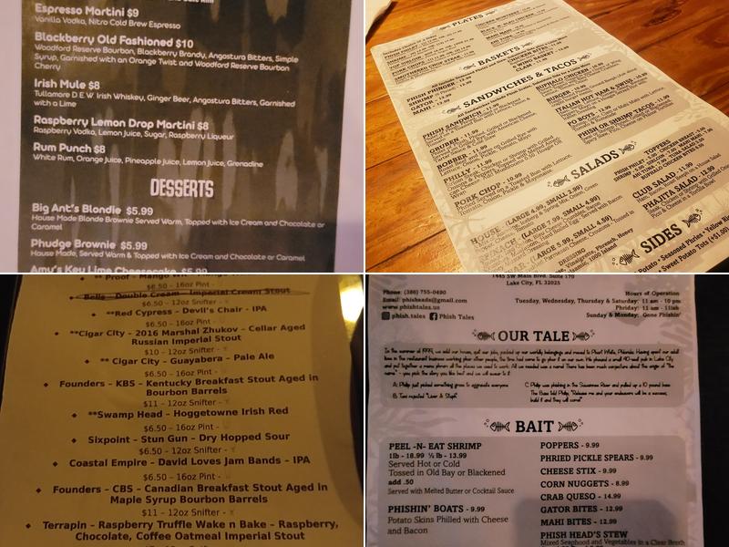 Phish Tales Menu