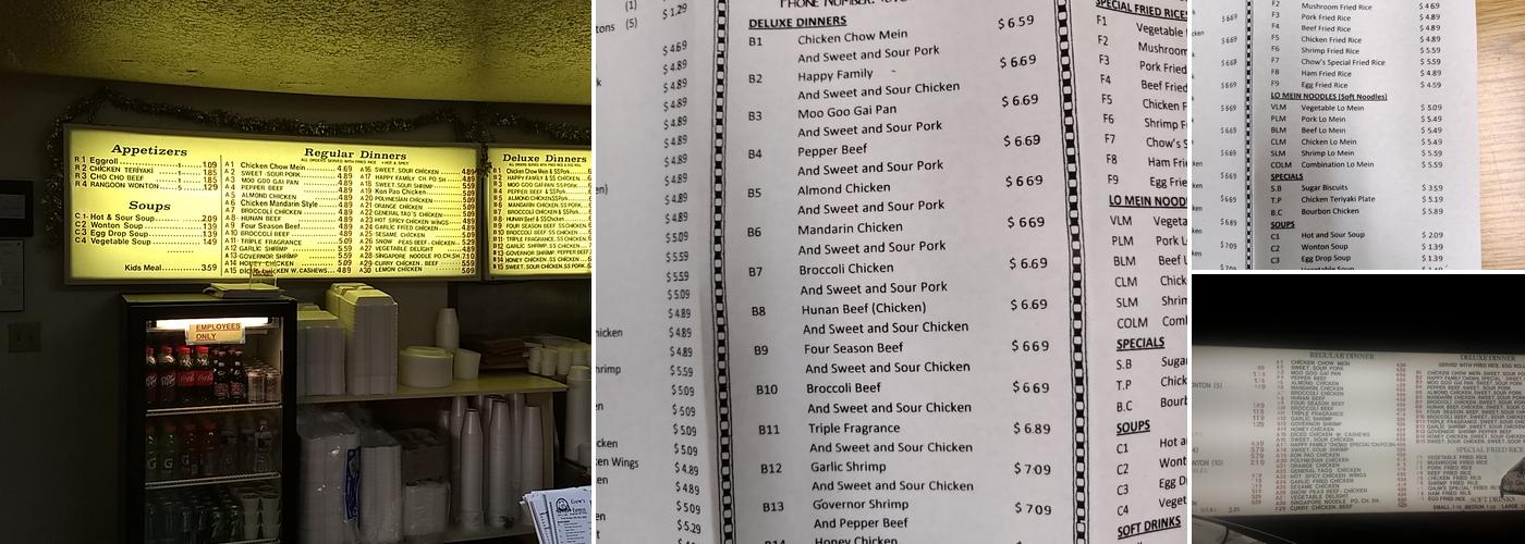 Chow's Express Menu