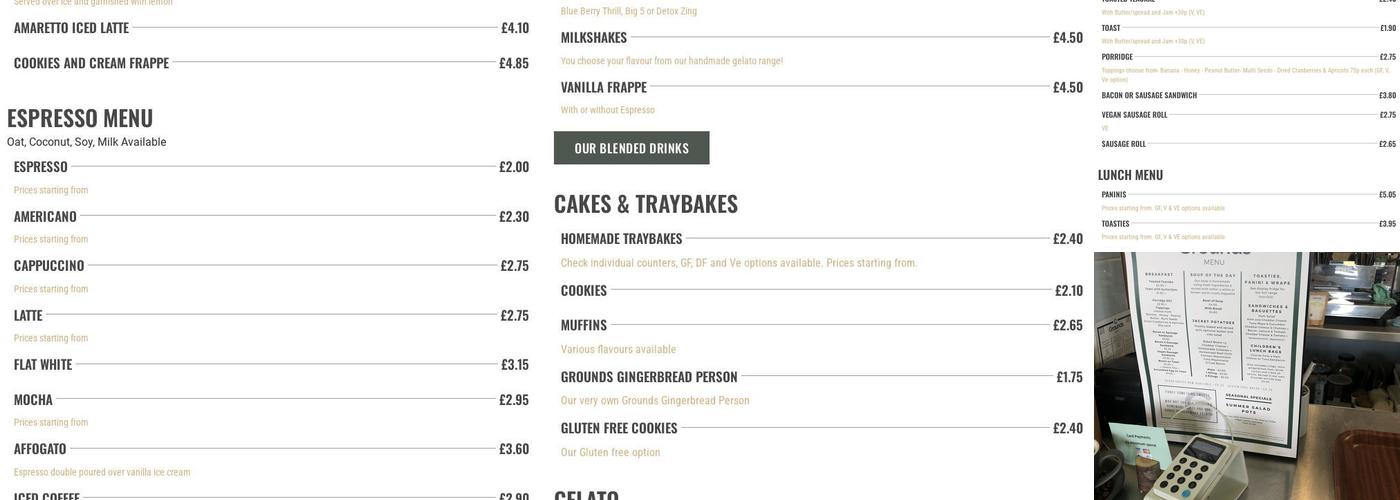 Grounds Café Hicks Lodge Menu