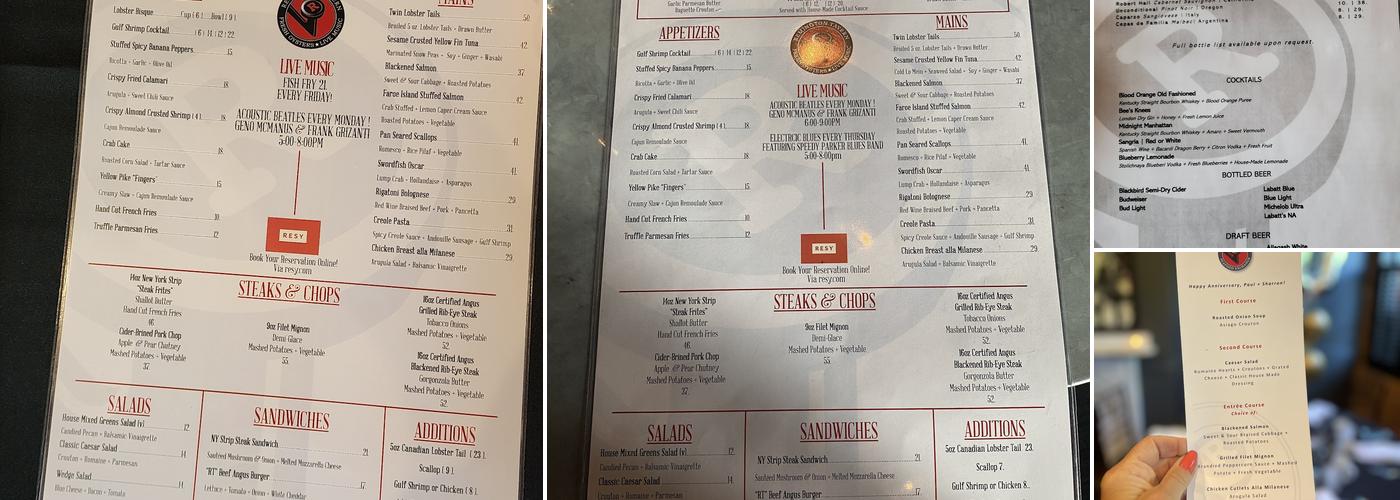 Remington Tavern and Seafood Exchange Menu