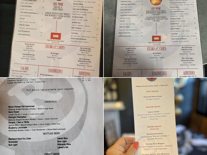 Remington Tavern and Seafood Exchange Menu