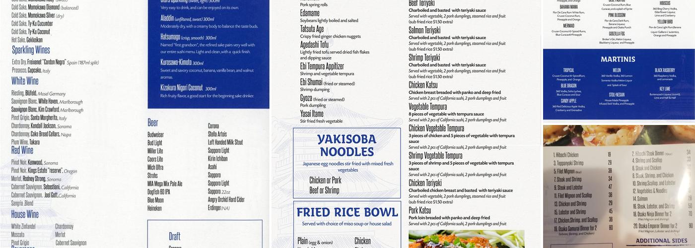 Osaka Japanese Steakhouse & Sushi Menu