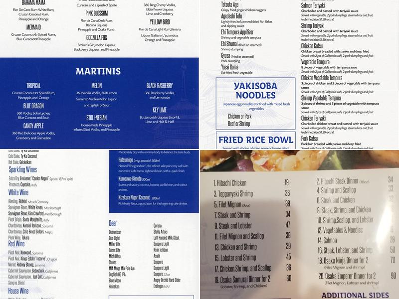 Osaka Japanese Steakhouse & Sushi Menu