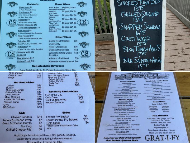Crabby Steves Highpointe Menu