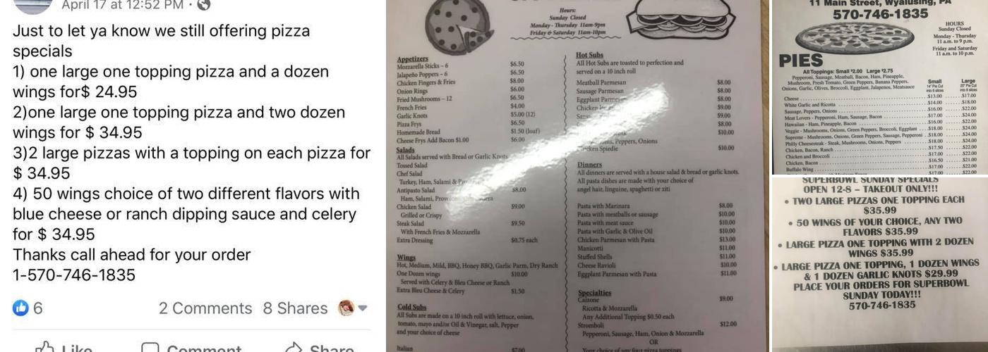 Robbie's Pizza and Subs Menu