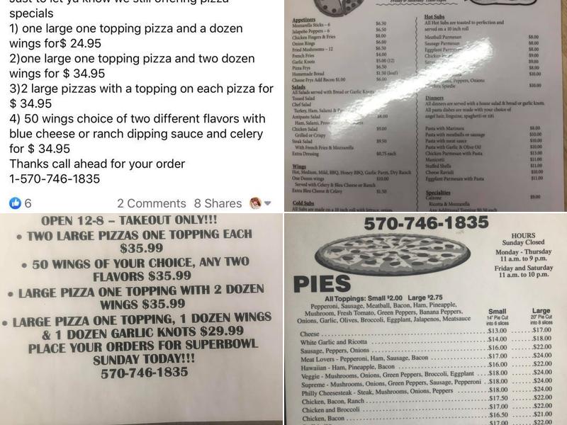Robbie's Pizza and Subs Menu
