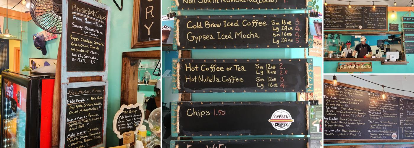 Gypsea Crepes Menu