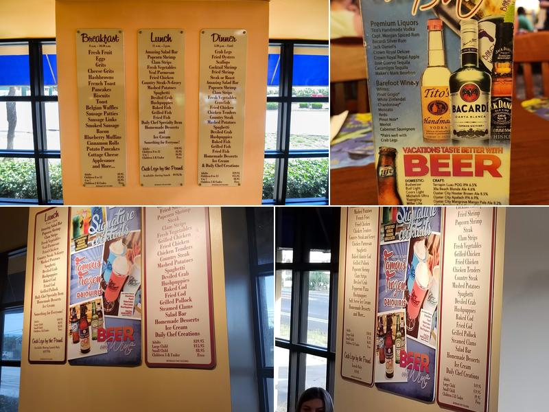 Capt Jacks Family Buffet Thomas Drive Menu