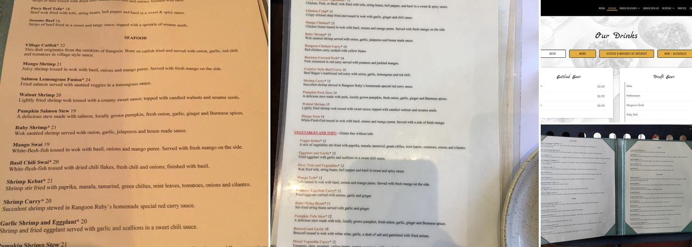 Rangoon Ruby Burmese Cuisine Menu