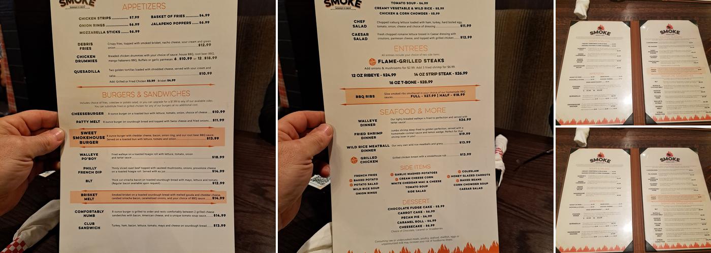 Smoke Barbeque And Brew Menu
