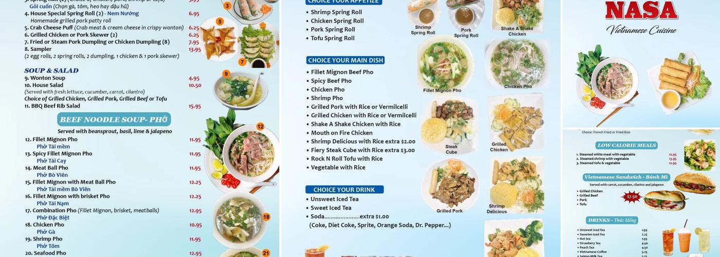 PHỞ NASA Menu