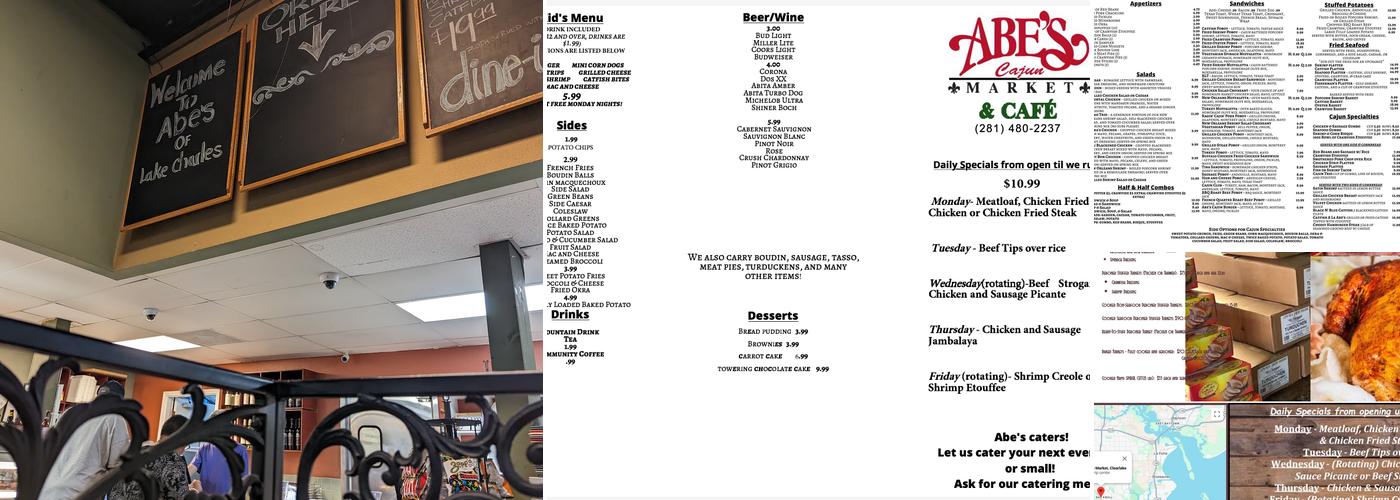 Abe's Cajun Market Menu