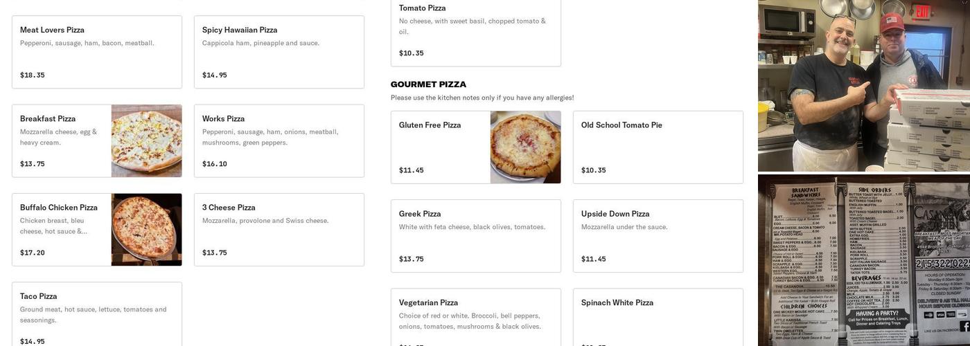 Casanova's Kitchen Menu
