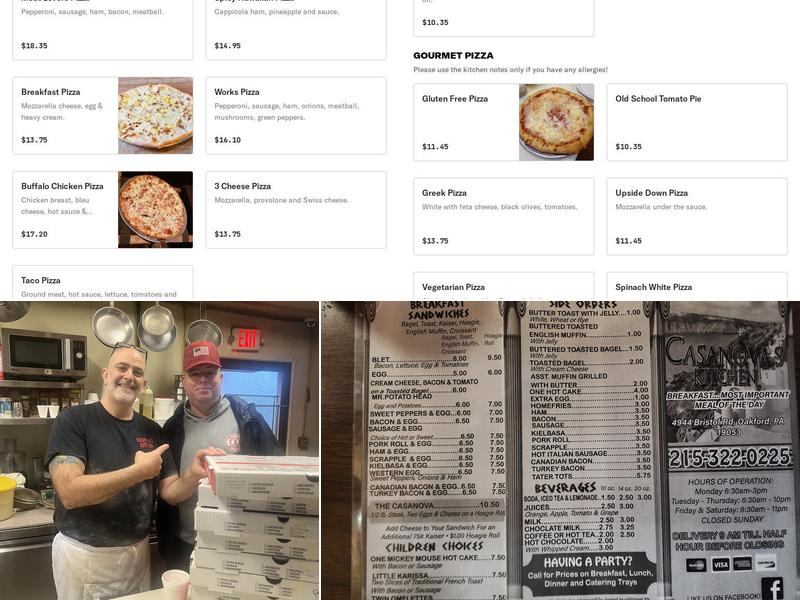 Casanova's Kitchen Menu