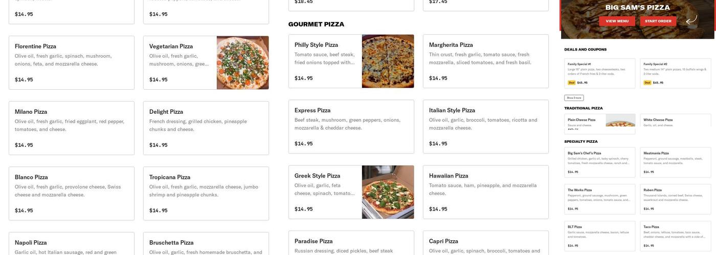 Big Sam's Pizza Menu