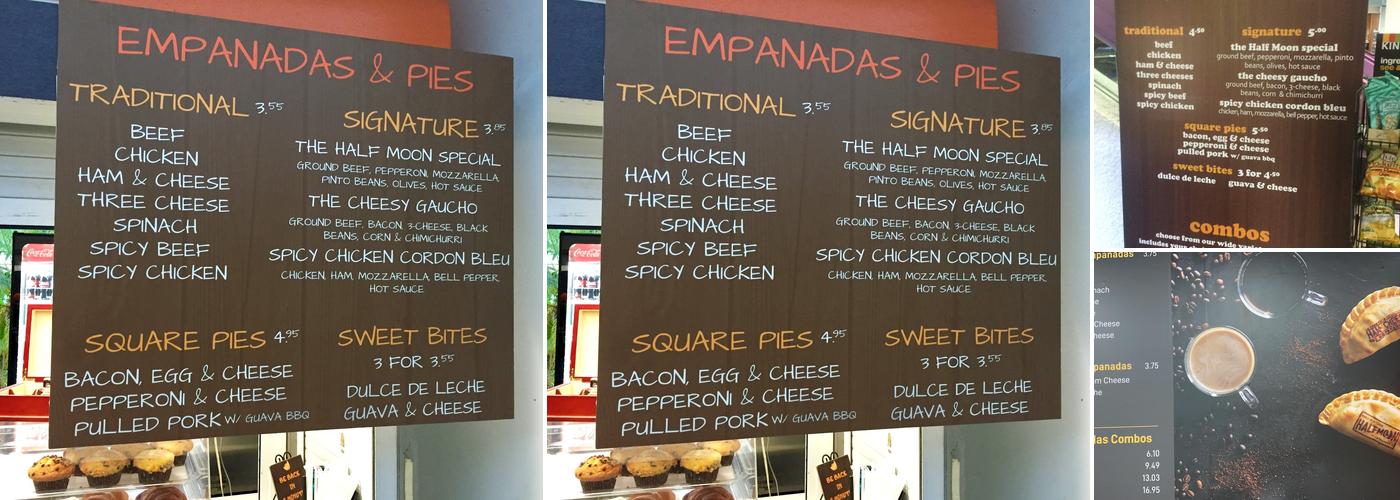 Half Moon Empanadas Menu
