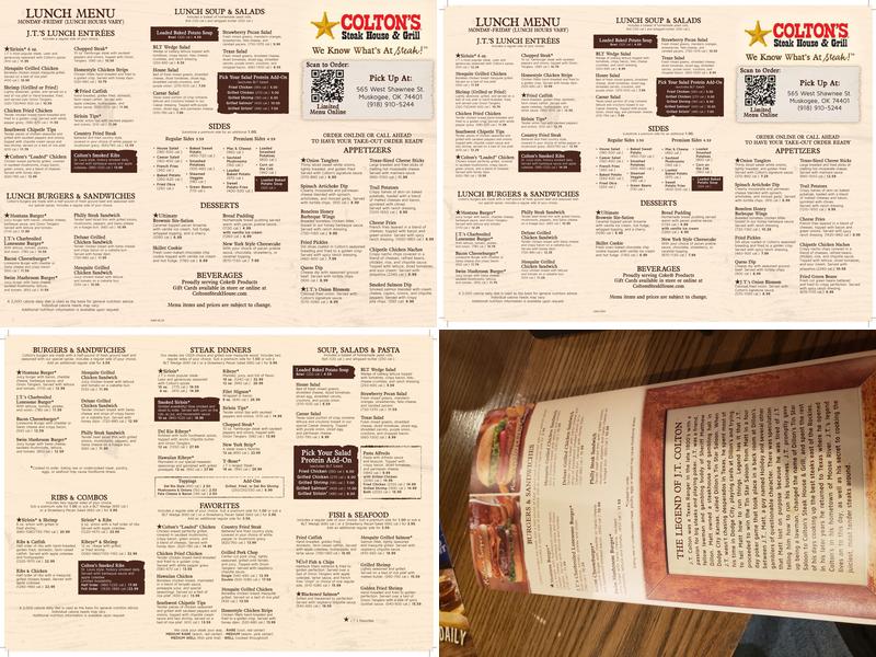 Colton's | Steak House & Grill Menu