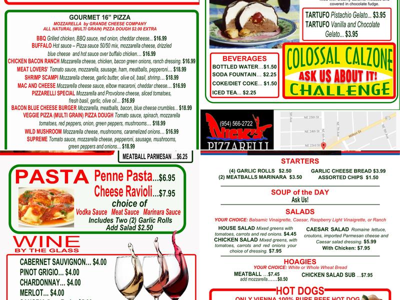 Nick's Pizza Menu