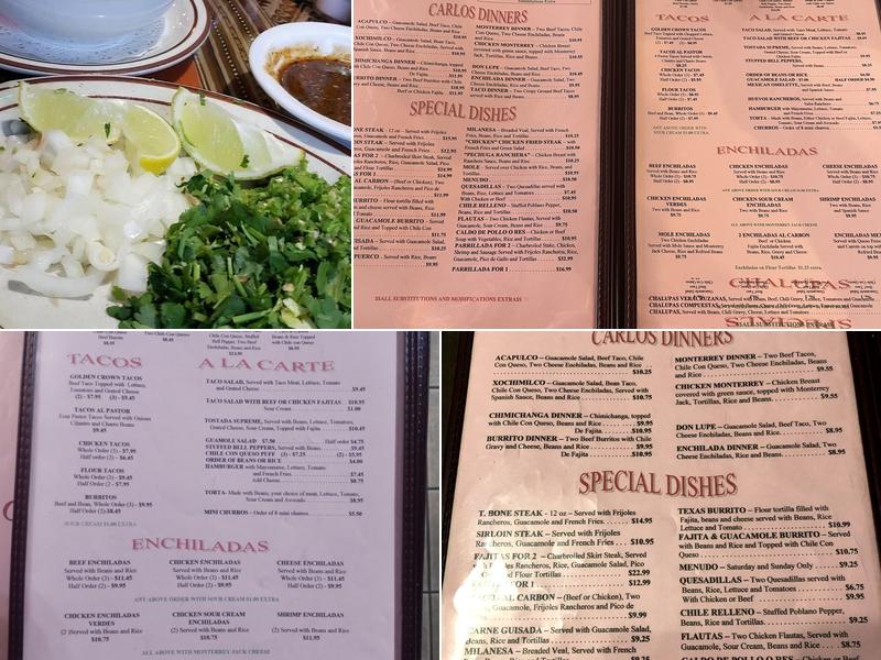 Carlos Mexican Restaurant Menu